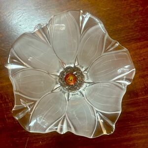 Vintage WALTHER GLAS Bowl fruit sunflower crystal glass plat Germany 12”